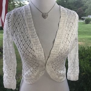 Cloud Chaser White Open Weave Knit Short Sweater